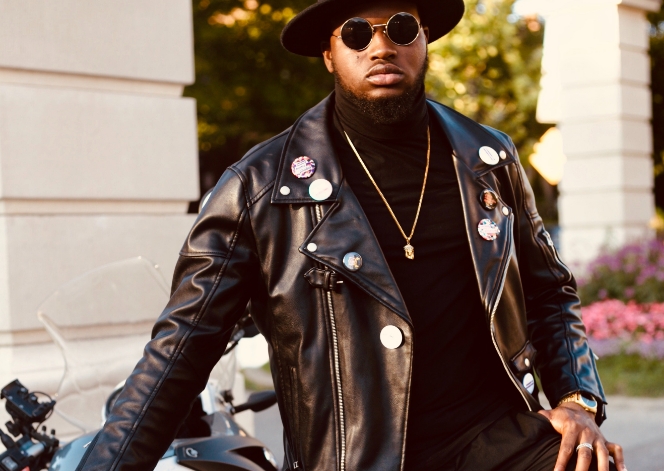 Bike in leather jacket